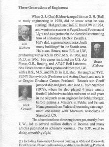 A newspaper clipping about the Kieburtz family in a 1992 UW EE newsletter. 