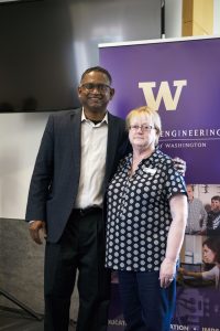 Professor and Chair Radha Poovendran and Pam Eisenheim, recipient of the 2018 Chair's Award.